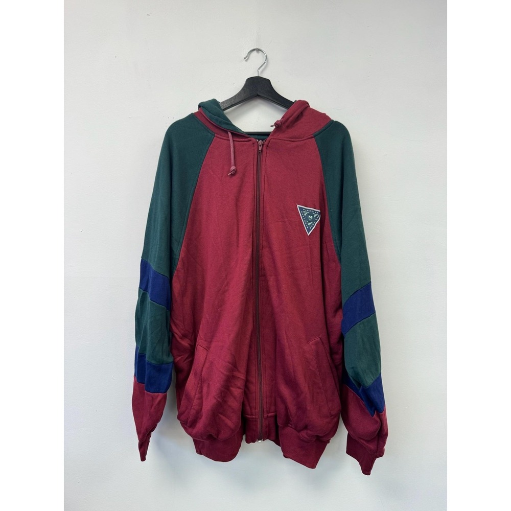Vintage‎ McGregor Hoodie Mens 3X Red Green Colorblock Full Zip Casual Sweatshirt